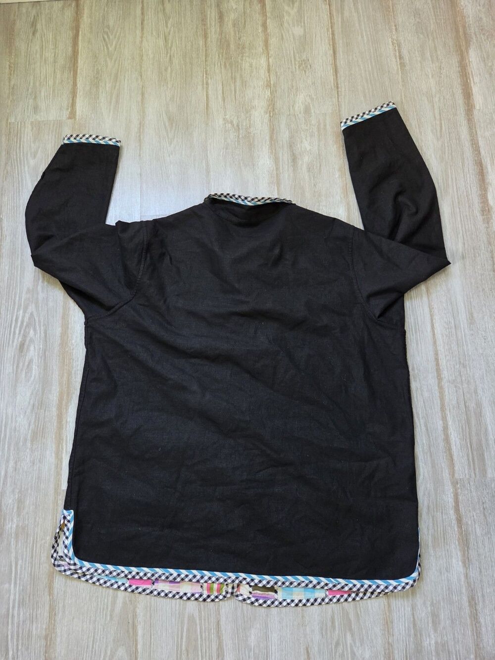VTG Koos of Course Reversible Patchwork Jacket Black Linen Blend Artsy Plus 1X - Picture 12 of 12